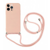 Kryt TopQ iPhone 14 Pro ružový so šnúrkou 92648