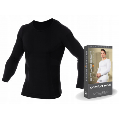 Dlhé -zavádzané spodná bielizeň Brubeck Comfort Wool Black M (Brubeck T -shirt každý deň s merino vlnou -m)