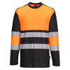PORTWEST HI-VIS PW312 / Reflexné tričko s dl. rukávom - HV oranžová/čierna 4XL