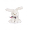 Doudou Plyšový zajačik so šatkou 12 cm fialová s kvietkami