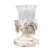 Chic Antique Béžový antik svietnik na nohe zdobený kvetmi Brocante - Ø 12*18 cm - Chic Antique