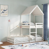 Patrová postel se střechou bílá 90x200 cm masivní borové dřevo Bílá 3282391