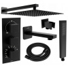 MEXEN/S - Cube DR02 podomietkový vaňový SET s vytokovou hubicou + slim sprcha 30 cm, čierny 77503DR0230-70