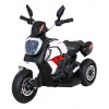 Ramiz Rýchla turistická motorka na batérie pre deti Biela + Audio + Svetlá + Eko koža