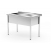 Stôl s jedným premývacím drezom – zváraný, hĺbka 700 mm, výška komory 300 mm, HENDI, Profi Line, 800x700x(H)850mm