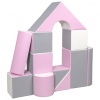 Penové kocky-obria stavebnica 11 ks white-light pink-grey