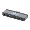MANHATTAN Dokovací stanice USB-C 4v1, 1xHDMI, 1xUSB-C, 1xUSB, 1x3.5mm, šedá (190404)