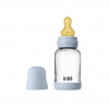 Bibs Antikoliková sklenená fľaša s kaučukovým cumlíkom 120 ml Baby blue