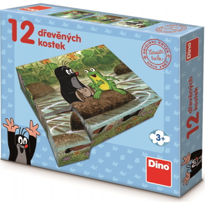 Dino Detské kocky s obrázkami Krtko a zvieratká 12 kusov, 3+