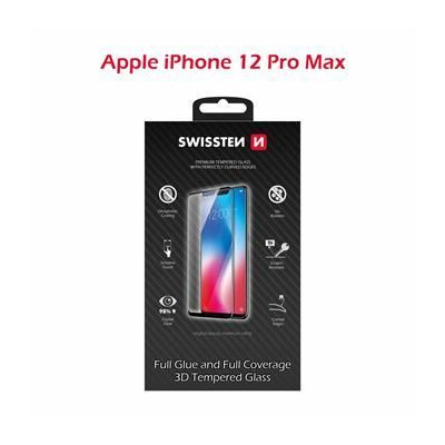 SKLO SWISSTEN ULTRA DURABLE 3D FULL GLUE GLASS APPLE IPHONE 12 Pro Max ČIERNE