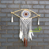 Stredný ochranný Lapač Snov - Macramé - Šedá, Biela, Hnedá