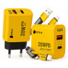 Rýchla nabíjačka GaN 20W PD QC 3.0 + kábel 4v1 USB C/Lightning pre telefón
