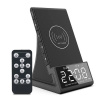 AppleMix Reproduktor Bluetooth / bezdrôtová nabíjačka Qi + hodiny / rádiobudík - vstup USB-A / Micro SD - čierny