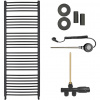 CERANO - Kúpeľňový radiátorový set Stefano - kombinované vykurovanie, wifi tyč - bočné jednobodové pripojenie - 943W - čierna matná - 1710x650 mm