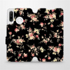 Flipové pouzdro Mobiwear - Huawei P30 Lite - VD02S Květy na černé (Knížkové flip pouzdro, obal, kryt na mobil Huawei P30 Lite - VD02S Květy na černé, materiál Umělá kůže + TPU - ochrana 360°, stojánek