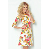 Dámske krátke šaty BLOSSOM s kvetinovým motívom SAF-88-2 - Numoco L smetanová