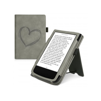 Flipové púzdro s dizajnom srdce kwmobile PocketBook Touch Lux 4 / Lux 5 / Touch HD 3 / Color (2020) šedá