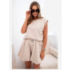 Kesi Włoski Dámska maslová súprava s blúzkou bez rukávov a širokými šortkami béžový