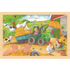 GOKI Drevené puzzle Malý traktor 24 dielikov