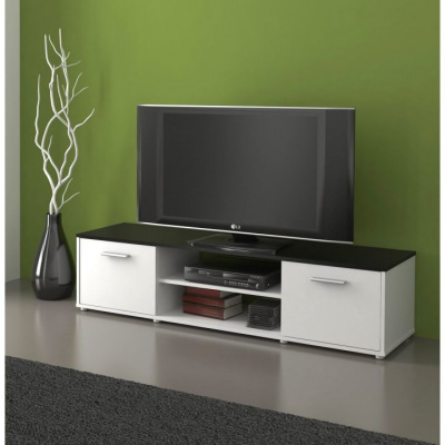 Tempo Kondela TV stolík, biela/čierna, ZUNO NEW 01 (159x38,8x40cm)