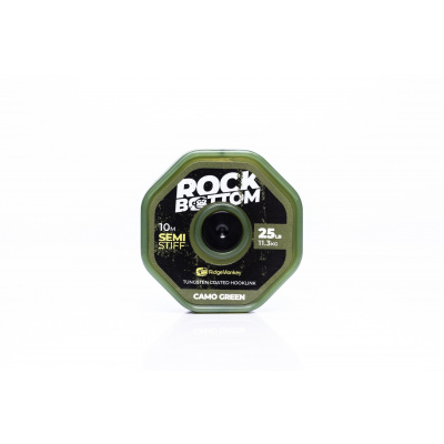 RidgeMonkey šnúra RM-Tec Rock Bottom Tungsten Coated Semi Stiff 10m 25lb Camo Green