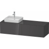 DURAVIT White Tulip závesná skrinka pod umývadlo na dosku (umývadlo vľavo), 2 zásuvky, 1600 x 550 x 408 mm, grafit vysoký lesk, WT4864LH1H10000
