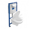 Villeroy & Boch O.novo Set predstenovej inštalácie ViConnect, klozetu a sedadla, DirectFlush, SoftClosing, a tlačidla E200, lesklý chróm 5660D201