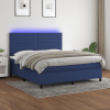 vidaXL Posteľ boxsping s matracom a LED modrá 160x200 cm látka - Modrá - 176710-110886