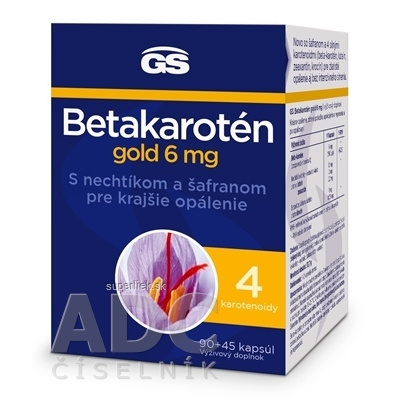 GS Betakarotén gold 6 mg cps s nechtíkom a šafranom 90+45 (135 ks), 8595693300572