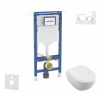GEBERIT - Duofix Set předstěnové instalace, klozetu a sedátka Villeroy Boch, tlačítka Sigma20, DirectFlush, SoftClose, CeramicPlus, bílá/lesklý chrom SANI11CK3114