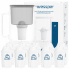 Sklenená filtračná kanvica Wessper D2 BOROSILICATE 3l šedá + 11x filter