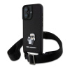 Karl Lagerfeld Saffiano Crossbody Popruh Metal Karl and Choupette zadný kryt pre iPhone 16 Black