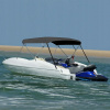 Bimini strieška na loď, 4 oblúky, biela, 243x(230-