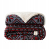 Łóżkoholicy Vianočná sivá obojstranná deka s barančekom – hrejivá zimná prikrývka s červenými severskými motívmi Veľkosť: 160x200