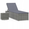 Záhradné lehátko - Deckchair s vankúšom a stolom, polystan, šedá (Deckchair s vankúšom a stolom, polystan, šedá)