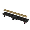 ALCA Podlahový žľab s okrajom pre perforovaný rošt, mosadz APZ10BLACK-650BRASS