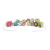 Drevená reťaz prevliekačka Farma Stringable Farm Theme Beads Janod 11 drevených dielikov a 2 šnúrky od 24 mes J05315