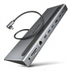 AXAGON HMC-4KX3 USB 5Gbps hub, 3x USB-A, 2x HDMI, DP, RJ-45 GLAN, SD/microSD, audio, PD 100W, kábel USB-C 40cm Axagon