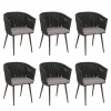 Design-Shop Záhradné stoličky HWC-N38 (SET 6 ks), olefínové lano, antracitové vankúše - svetlo sivá