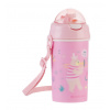 KikkaBoo Hrnček so silikónovou slamkou a popruhom 450 ml Music Fest Pink