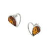 Amber 488 Strieborné náušnice - srdcia s Amberom (Amber 488 Strieborné náušnice - srdcia s Amberom)