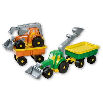 ANDRONI-GIOCATTOLI Traktor do piesku s vlečkou-nakladač, bager 58cm - oranžová