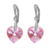 For You Náušnice Swarovski elements srdce 14,4x14 mm ružové LIGHT ROSE AB - 321