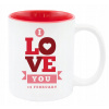 BIELY HRNČEK S ČIERNYM VNÚTOROM 330ml Darček MILUJEM ŤA Deň sv. Valentína