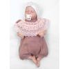 Body s nohavičkami, mušelín, s čipkou - hnedoružová 80 (9-12m)