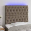 vidaXL Čelo postele s LED sivohnedé 100x7x118/128 cm látka