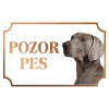 Weimarský stavač krátkosrstý - Kovová tabuľka POZOR PES