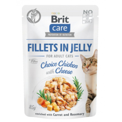 Brit Care Cat filety v želé, kura so syrom 85 g