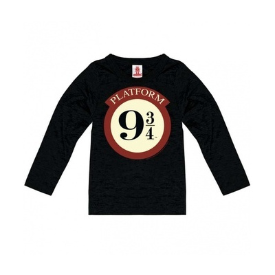 Dětské tričko Harry Potter s dlouhým rukávem: Nástupiště 9 3/4 - Platform 9 3/4 (výška 128 cm) černá bavlna