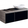 Geberit Citterio - Skrinka pod umývadlo 560 mm na dosku, s odkladacou plochou, lesklá čierna/sivohnedý dub 500.565.JJ.1